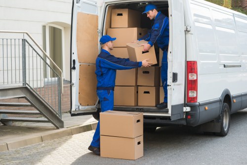 Commercial relocation team handling office items near Hammersmith