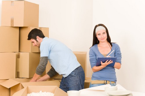 Packed boxes ready for a student move in a Hammersmith flat