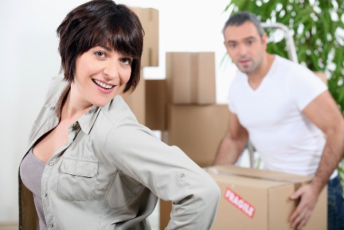 Packed boxes and furniture ready for a Hammersmith flat move