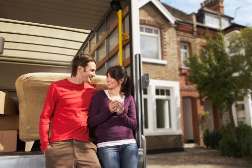 Professional movers planning access for a Hammersmith furniture move